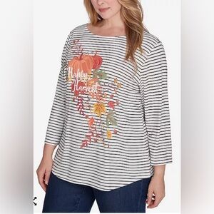 Ruby Rd. Plus size Boat Neck “ Happy Harvest” Striped Knit To sz1X